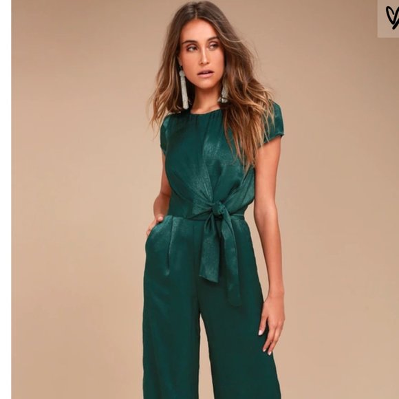 Lulus Pants - Lulus Let Me Entertain You Satin Wide Leg Jumpsuit